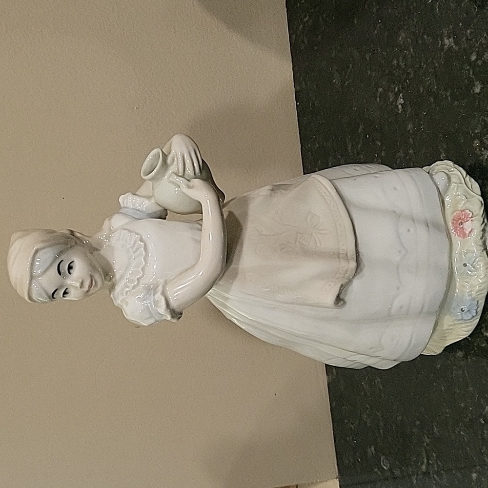 Vintage Sango Porcelain Spain 10 1/2" Figurine Lady Holding Water Jug